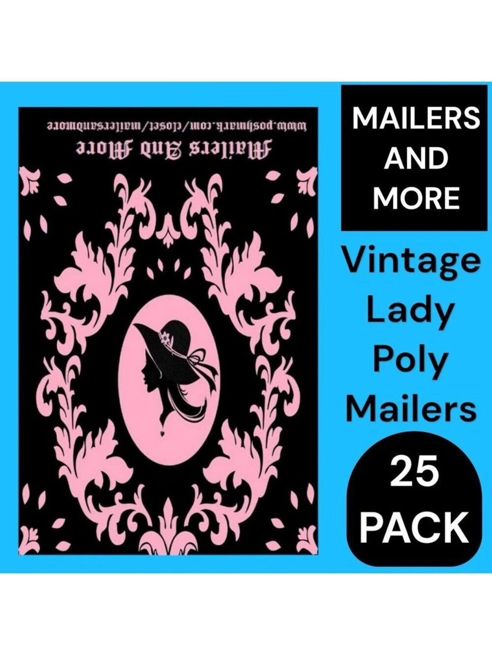 25 10X13 Poly Mailers Pink Vintage Lady Envelopes PRICE IS FIRM - Picture 5 of 12